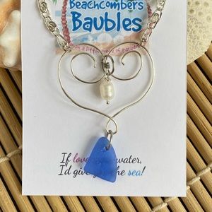 Heart’s Desire Sea Glass/Pearl Pendant